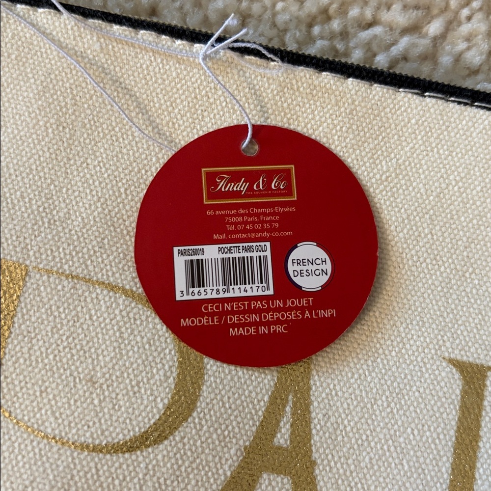 Pochette Paris Canvas Pouch with Gold Lettering By Andy & Co.The SouvenirFactory - Picture 8 of 14